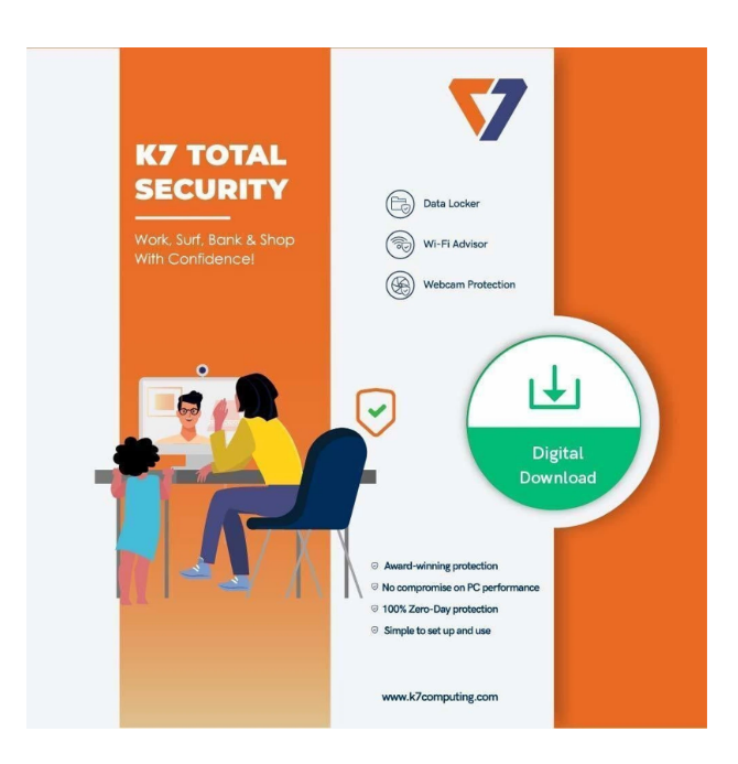 K7 Total Security Antivirus 1 PC 1 Year Compatible with Windows (Email Delivery - No CD) (Standard Edition)